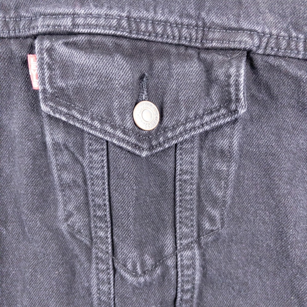 Levis Denim Jacket Womens M Black Custom Painted‎ Alien Mushroom Nature Pride - Picture 4 of 9